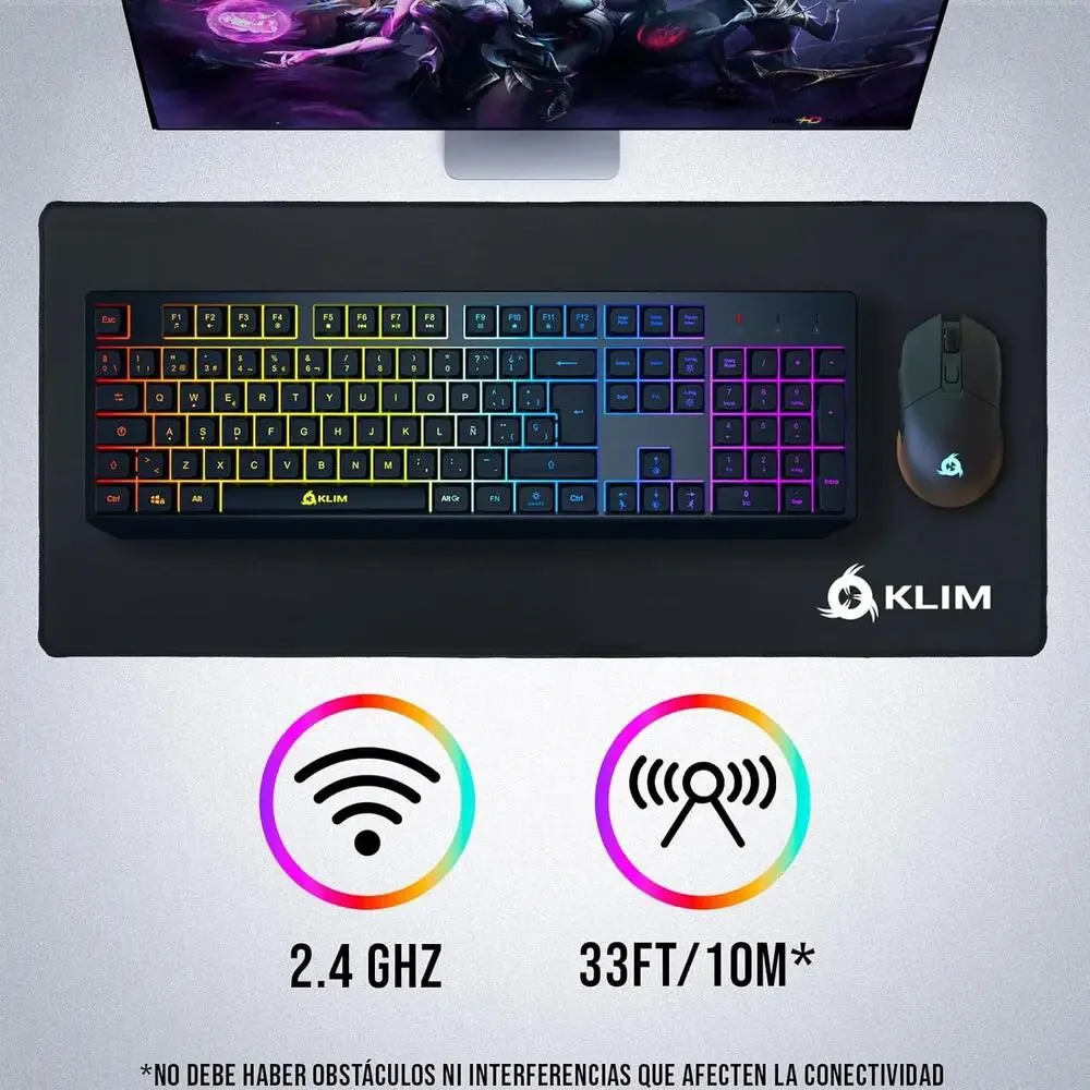 KLIM Chroma Wireless Spanish (España) Keyboard, RGB Backlit Wireless Keyboard
